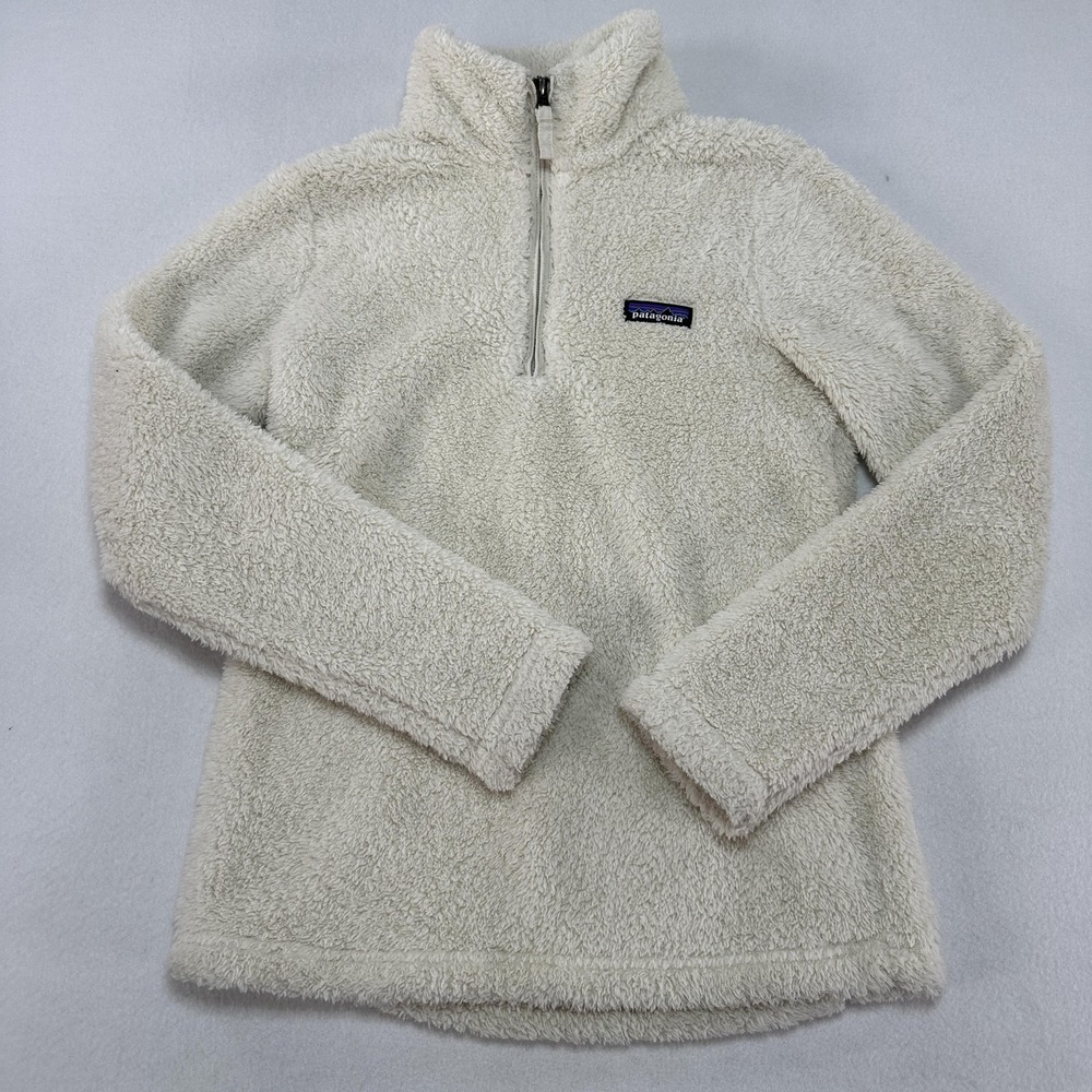 Patagonia Fleece Pullover Womens XS White 1/4 Zip Sherpa Mock Neck Cozy Warm